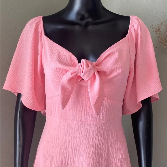 Pink Flutter Sleeve Dress NWTs - Picture 3 of 13